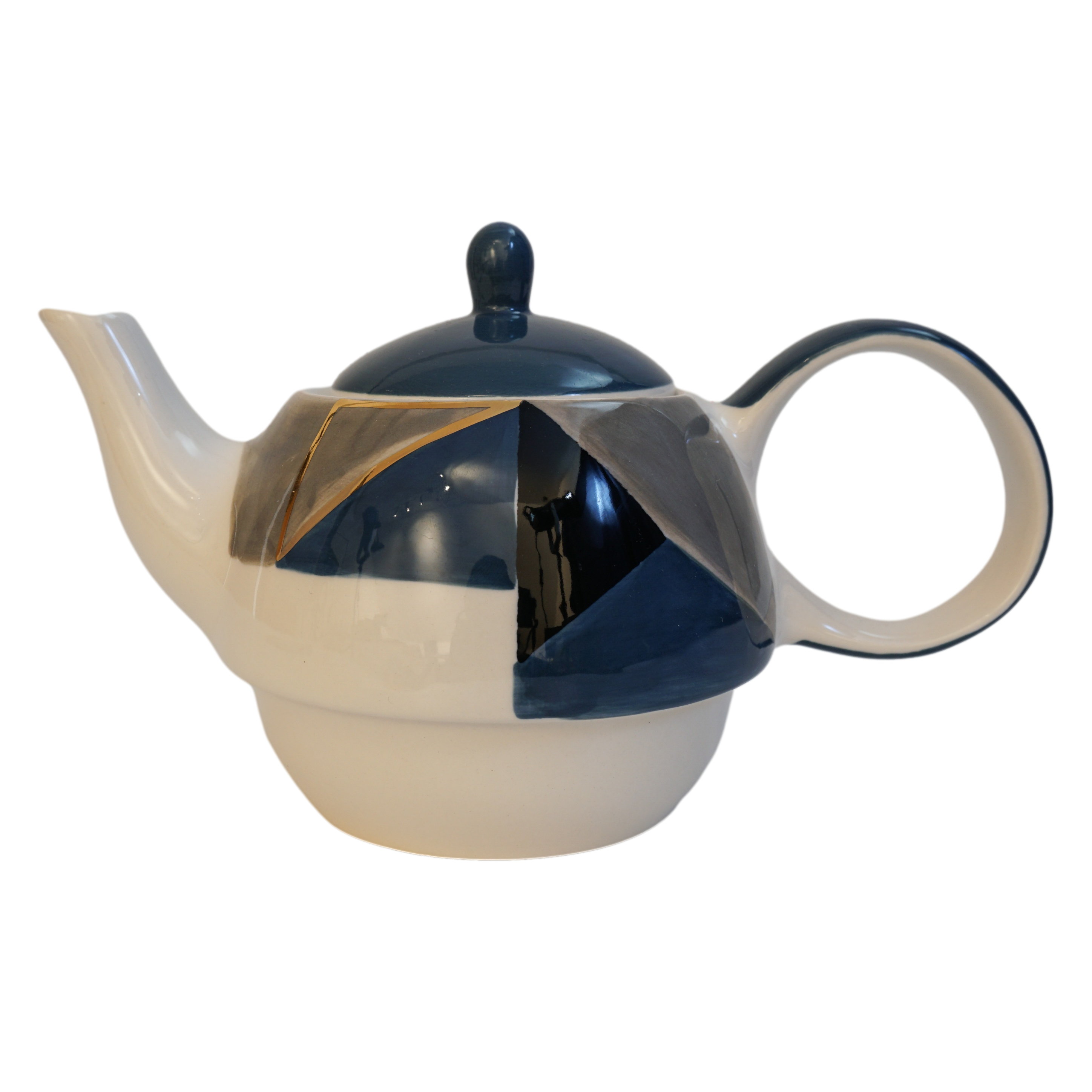Tea-for-one Set  &quot;Caspian&quot; Kanne: 0,4 l, Tasse: 0,2 l, Keramik mit Goldauflage, 4-teilig, Kanne: H 12 cm, Ø 5,5 cm Tasse: H 6 cm, Ø 10 cm