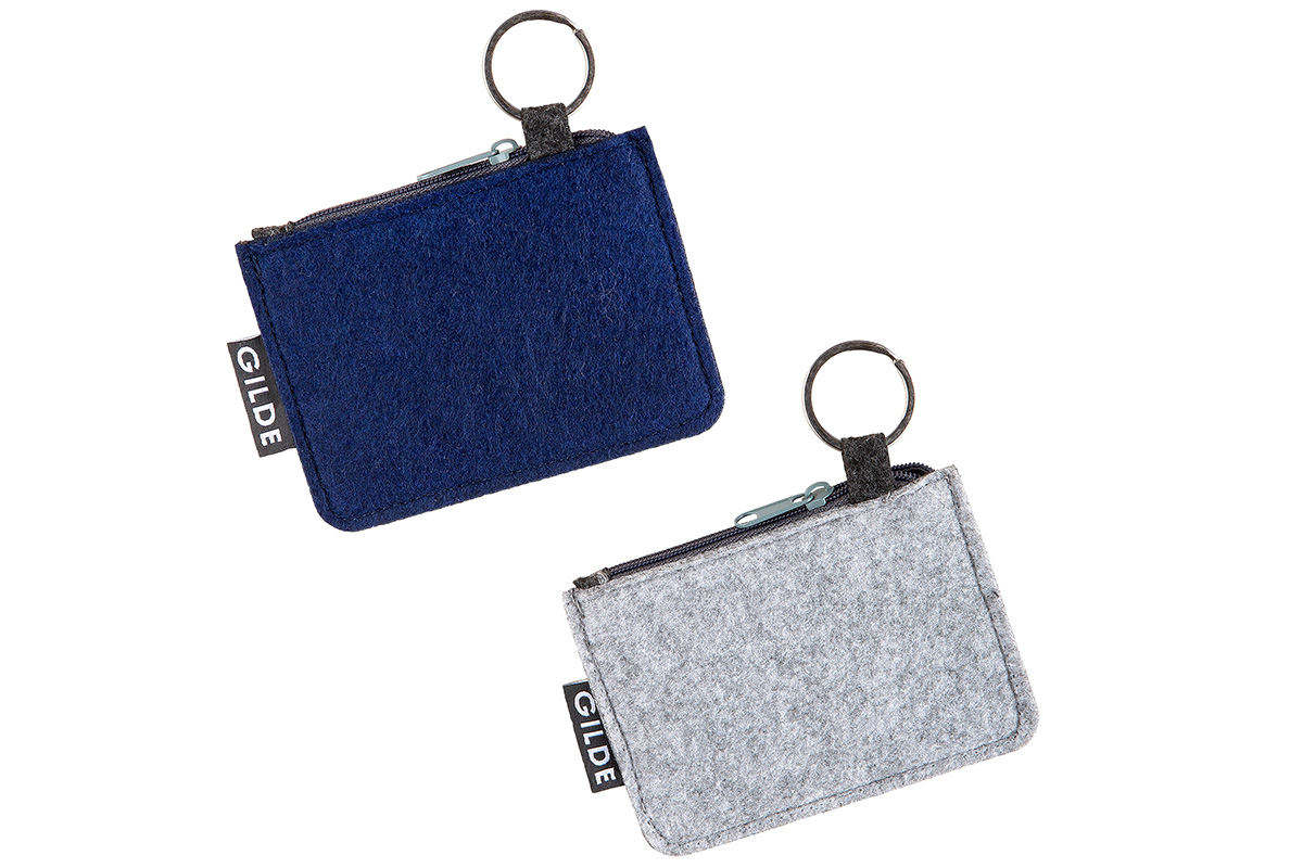 Filz Schlüsseltäschchen, Kompass, grau