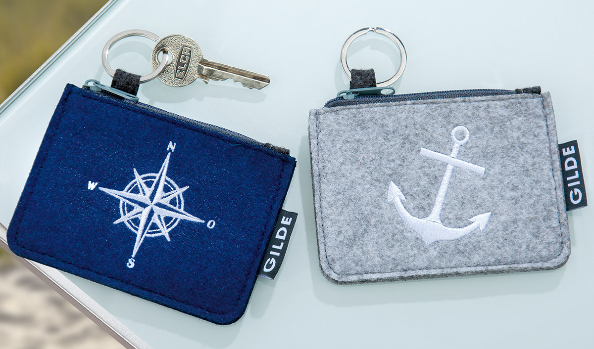 Filz Schlüsseltäschchen, Anker, grau