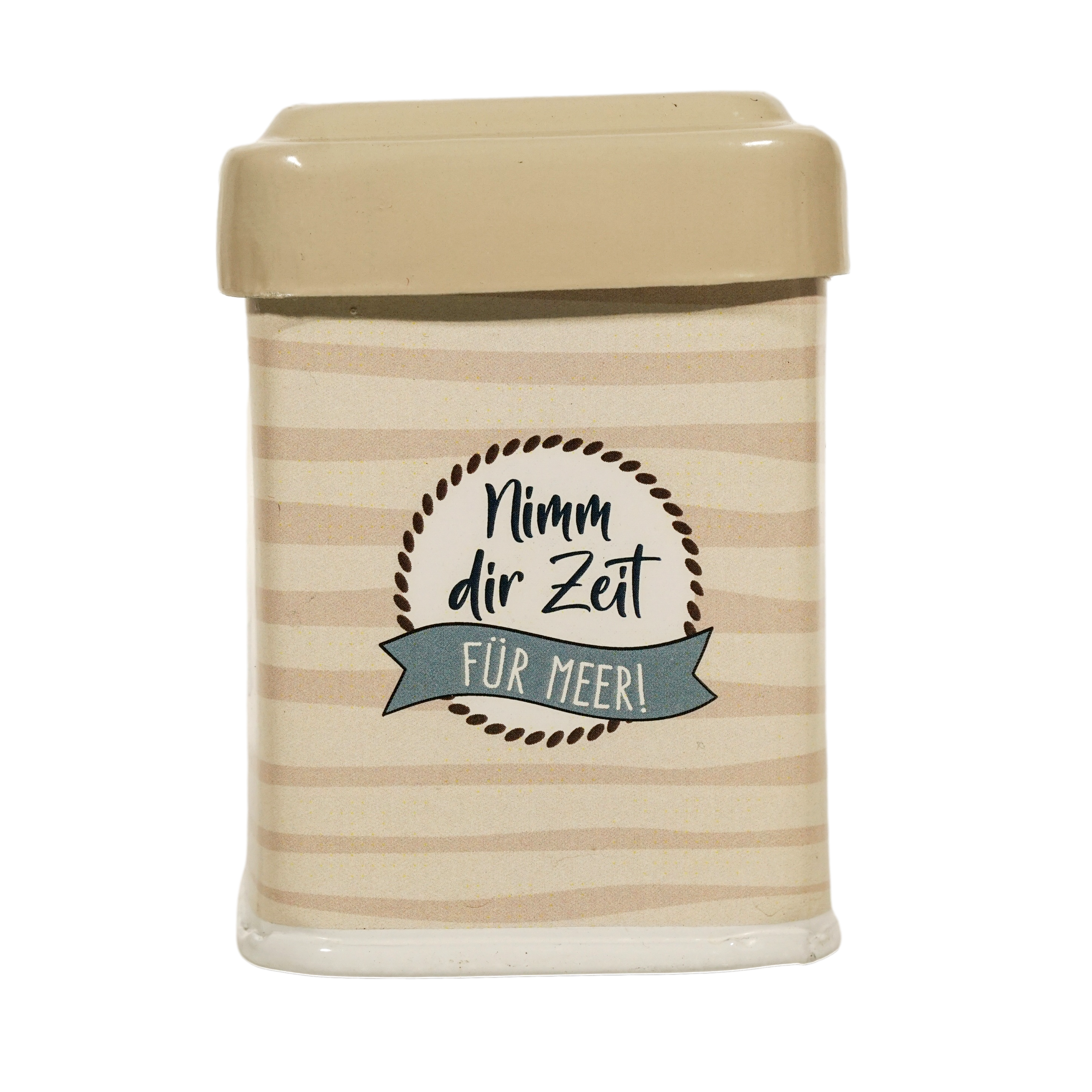 Teedose, für ca. 50g Tee, "Nimm Dir Zeit", gestreift, L. 6 cm, B. 6 cm, H. 8,5 cm