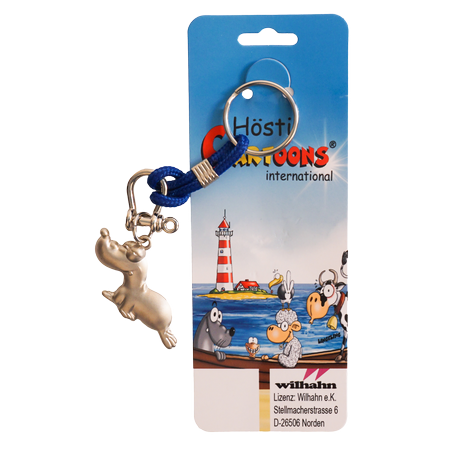 Hösti Schlüsselanhänger Metall &quot;Robbi&quot;, blaues Band
