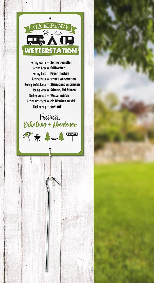Schild Wetterstation Camping