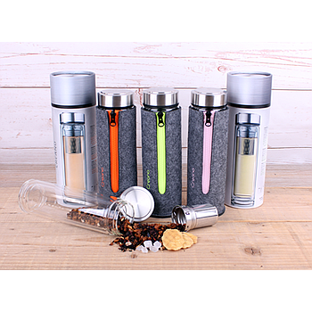 Thermo-Teamaker 400ml mit Fitztasche orange