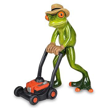 Frosch mit Rasenmäher