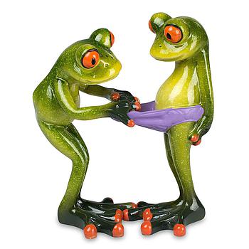 Froschpaar schaut in die Unterhose