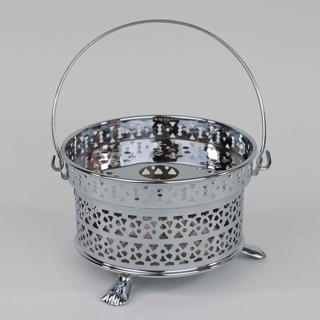 Stövchen, hoch, rund, auf Fuß, mit Galerie und Durchbruch