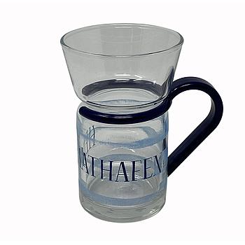 Teeglas Heimathafen, blauer Griff 12x7.5 cm 