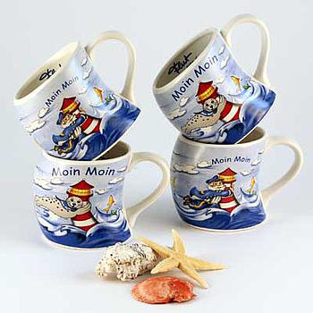 Gravurbecher "Kapitän", windbauchig "Moin Moin"