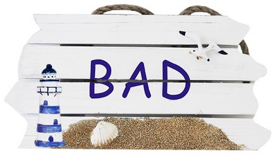 Türschild &quot;Bad&quot; 24 x 12cm