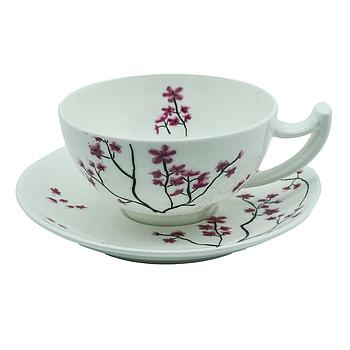 Bone China Tasse und Untere "Cherry Blossom"