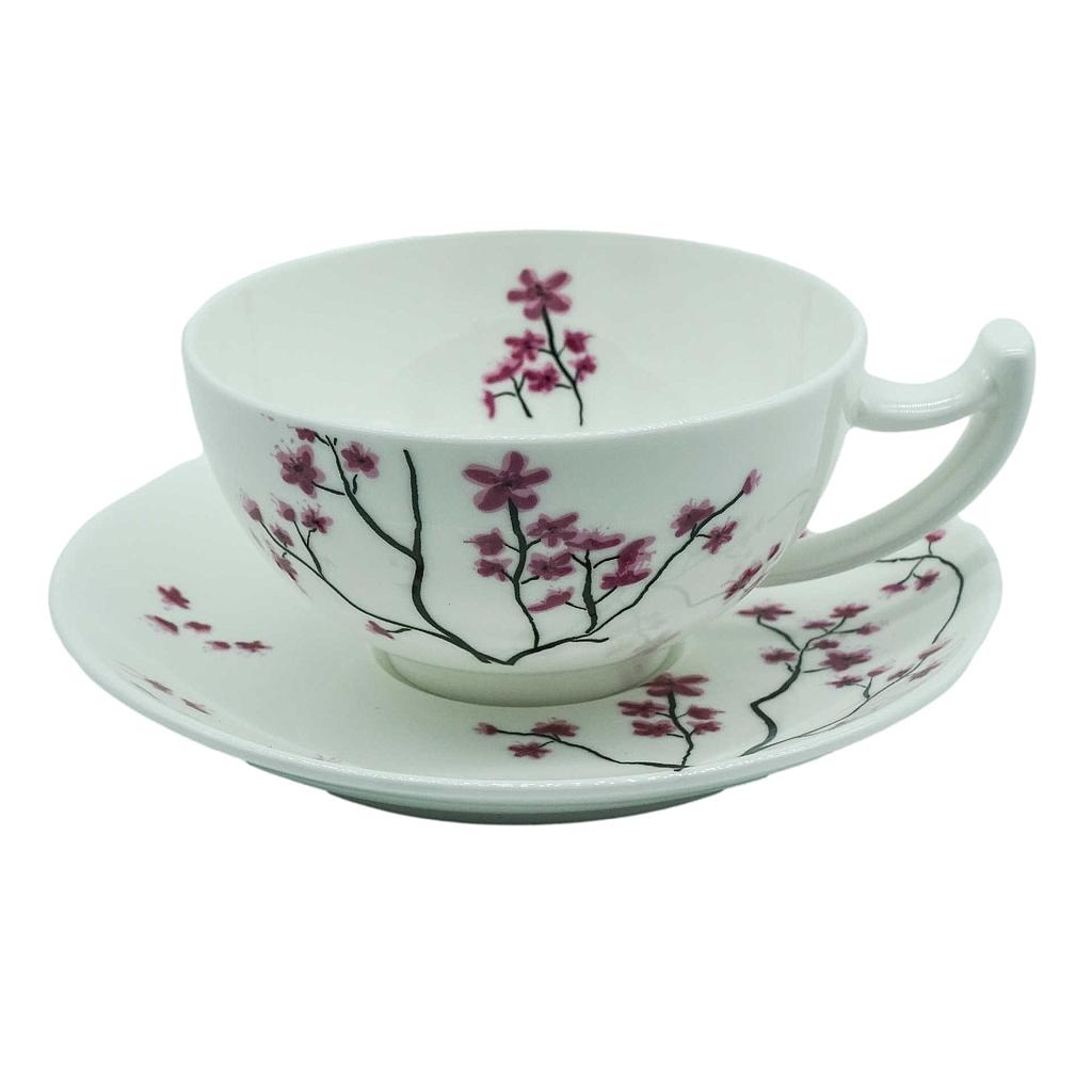 Bone China Tasse und Untere "Cherry Blossom"