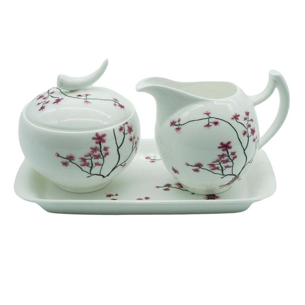 Milchk. / Zuckert. / Tablett  &quot;Cherry Blossom&quot;