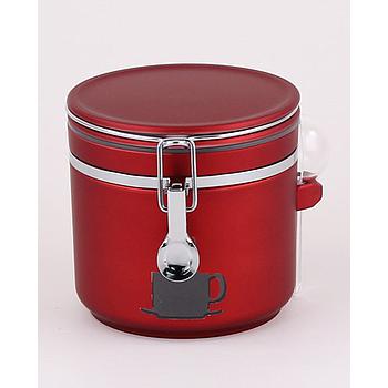 Dose "Antonio", 320 g, rot Kunststoff, rund, mit Aroma-Bügelverschluss mit Portionierlöffel und Sichtfenster H 12,5 cm, Ø 13 cm