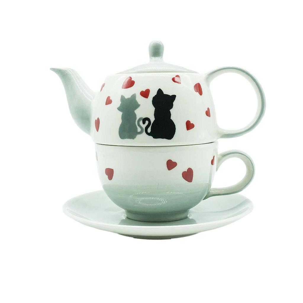 Tea-for-one Set &quot;Colette&quot; Kanne 0,4 l, Tasse 0,2 l, Keramik, 4-teilig, Kanne: H 11,5 cm, Ø 5,5 cm Tasse: H 8 cm