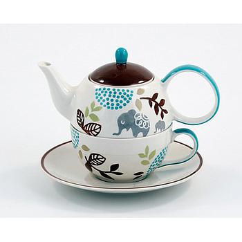 Tea-for-one Set "Ole" Kanne: 0,4 l, Tasse: 0,2 l, Keramik, 4-teilig, Kanne: H 12 cm, Ø 5,5 cm Tasse: H 6 cm, Ø 10 cm