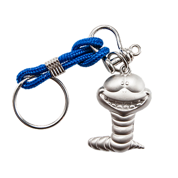 Hösti Schlüsselanhänger Metall "Willi", blaues Band