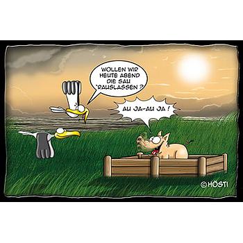 Hösti Postkarte Sau rauslassen!