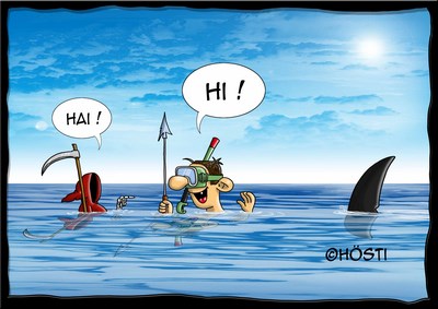 Hösti Postkarte Sensenmann "Hai"