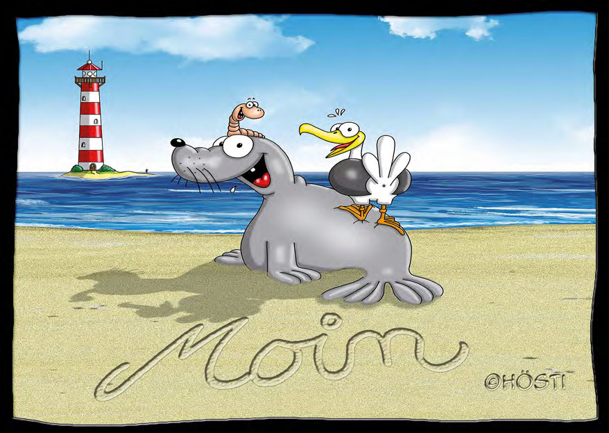 Hösti Postkarte "Moin" mit Leuchtturm
