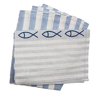 Geschirrhandtuch Halbleinen "Fische" 50x70 cm