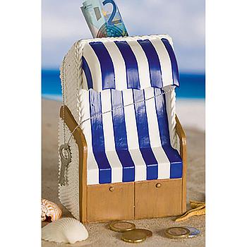 Spardose"Strandkorb"blau/weiß,Poly 