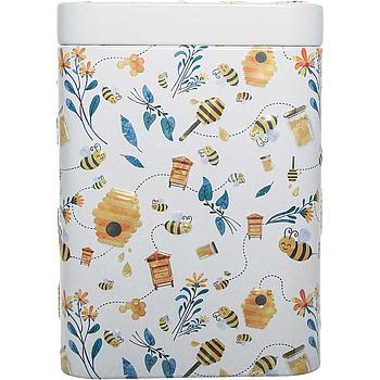 Dose "Carla", 100 g Weißblech, eckig, Stülpdeckel matt, geprägt 7,3 x 7,3 x 10 cm