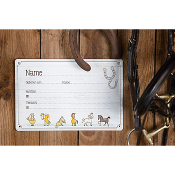 Metall Schild Steckbrief Pferde 