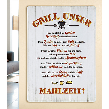 Metall Schild Weisheit "GRILL UNSER"