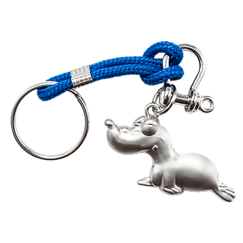 Hösti Schlüsselanhänger Metall "Robbi", blaues Band