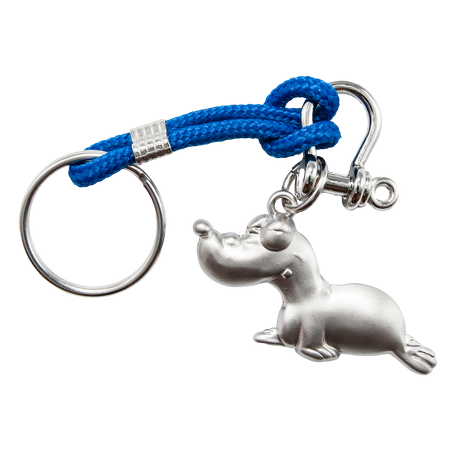 Hösti Schlüsselanhänger Metall &quot;Robbi&quot;, blaues Band