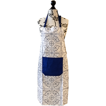Baumwoll-Schürze Druck "INDISCH BLAU" 90x70cm