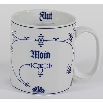 Jumbobecher Indisch-Blau „Moin/Ebbe + Flut“