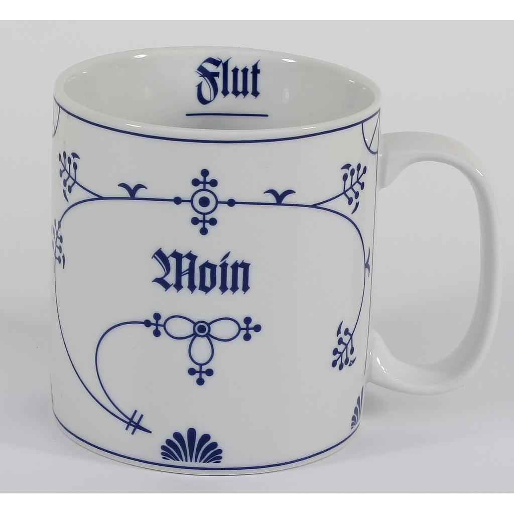 Jumbobecher Indisch-Blau „Moin/Ebbe + Flut“