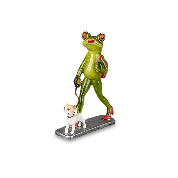 Frosch geht mit Hund spazieren