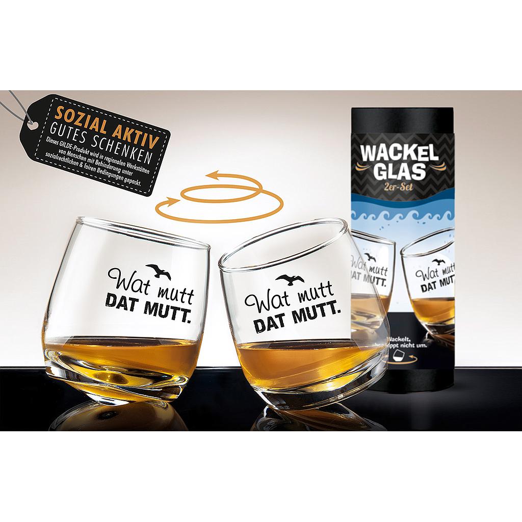 Wackelglas &quot;Wat mutt dat mutt&quot; 2-er Set