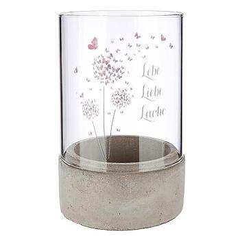 Zement Windlicht "Pusteblume", Lebe, Liebe, Lache
