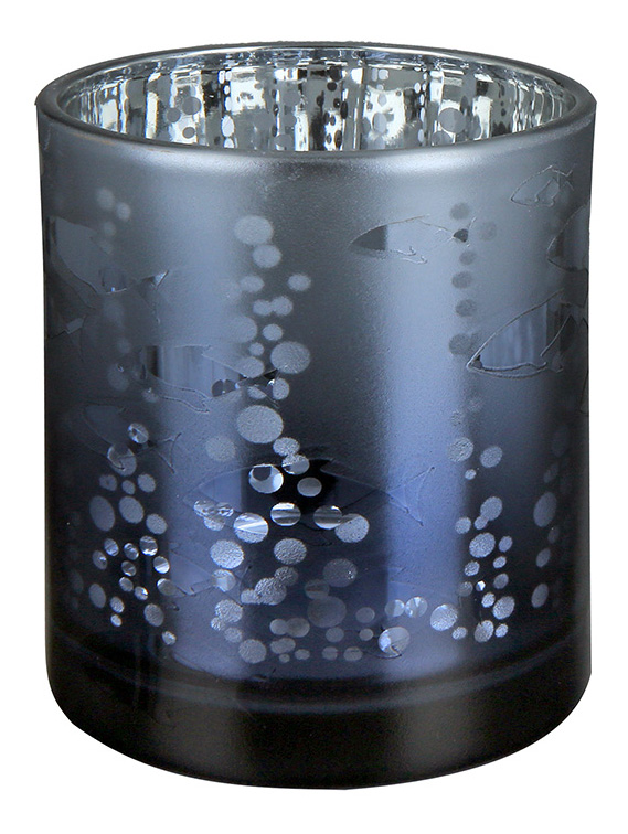 Glas Windlicht "Seaworld", blau