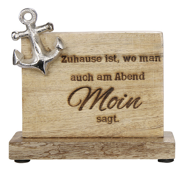 Holz Botschaften "Moin"