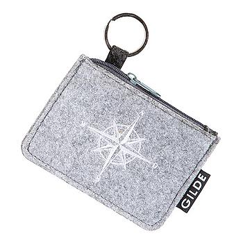 Filz Schlüsseltäschchen, Kompass, grau