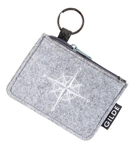 Filz Schlüsseltäschchen, Kompass, grau