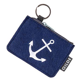 Filz Schlüsseltäschchen, Anker, blau