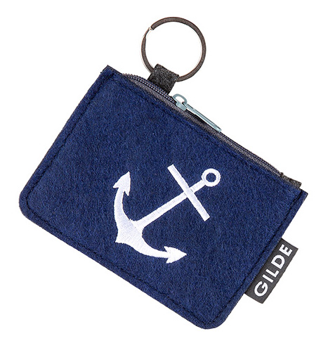 Filz Schlüsseltäschchen, Anker, blau