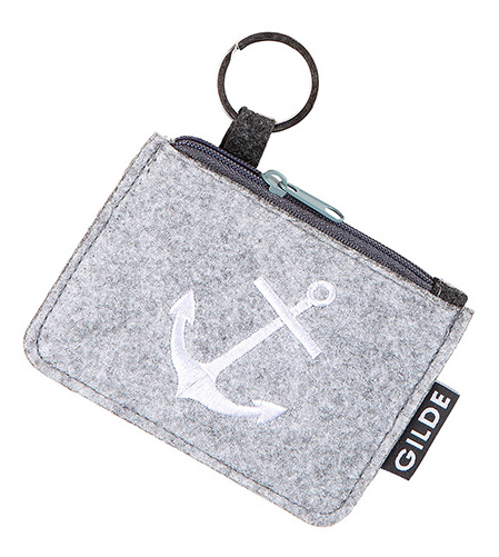 Filz Schlüsseltäschchen, Anker, grau