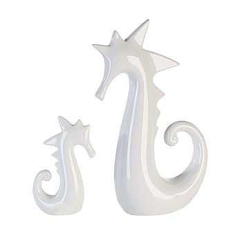 Figur, Seepferd, Keramik, weiß, 