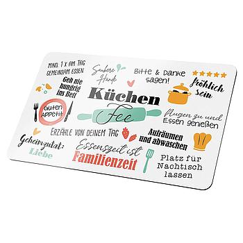 Brettchen Weisheit "Küchenregeln" weiß/bunt  Produktbeschreibung: - Made in Germany - feuchtigkeitsabweisend - hitzebeständig - lebensmittelhygienegerecht - abrieb- /säurefest
