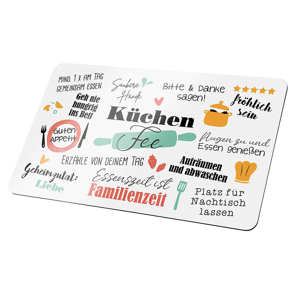 Brettchen Weisheit &quot;Küchenregeln&quot; weiß/bunt  Produktbeschreibung: - Made in Germany - feuchtigkeitsabweisend - hitzebeständig - lebensmittelhygienegerecht - abrieb- /säurefest