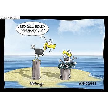 Hösti Postkarte "Zimmer aufräumen"