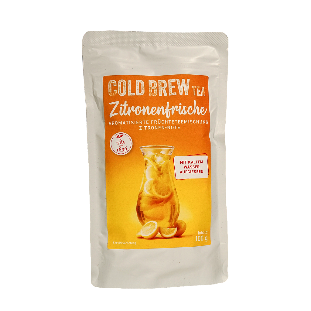 Cold Brew Früchteteemischung  Zitronenfrische Zitronen-Note aromatisierter Tüte à 100 g