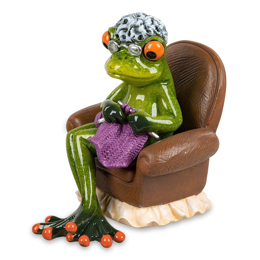 Frosch Oma im Sessel