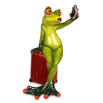 Frosch mit Koffer Frau
